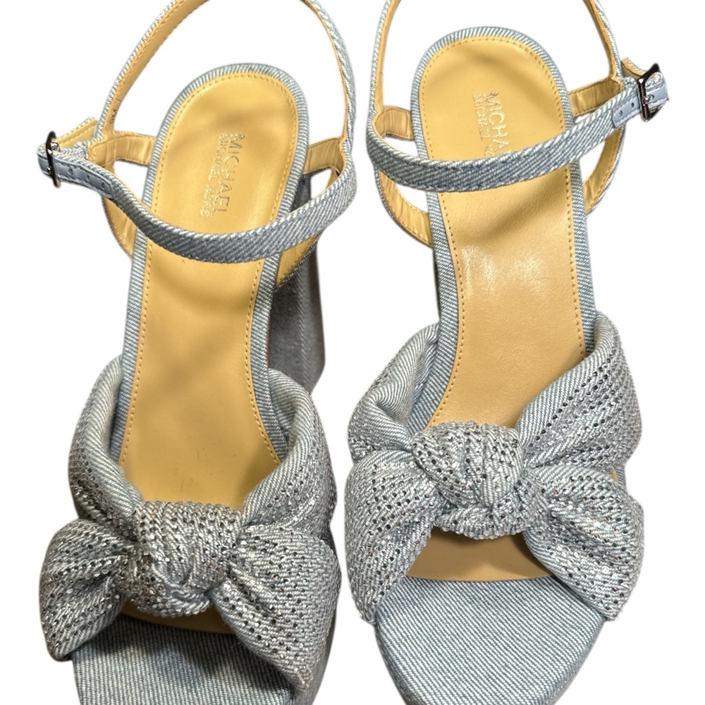 NEW Michael Kors Josie Denim Rhinestone Platform Women’s Size 9 - Picture 2 of 4